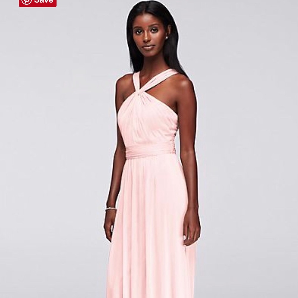 David’s bridal Y neck long mesh dress size 4